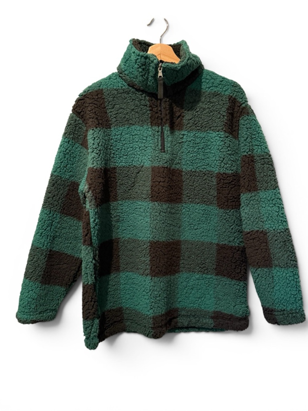 boxercraft Green and Black Sherpa Half-Zip Pullover